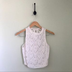 White Lace Crop Tank